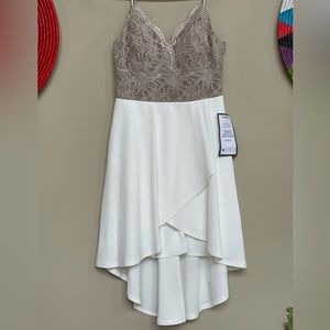 CITY STUDIO Off White Lace Sleeveless Short Party Hi-Lo Dress Juniors 7